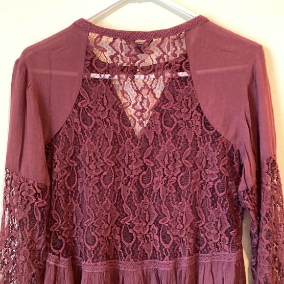 American Eagle Outfitters Long Lace Sleeve Peasant Blouse Women's Size S - Picture 6 of 7
